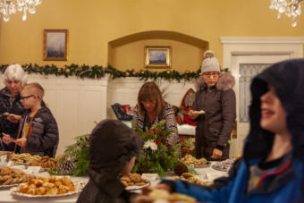 Hundreds of people stopped by the Governor's Mansion for the annual Christmas open house on Tuesday, Dec. 10, 2019, in Juneau, Alaska.