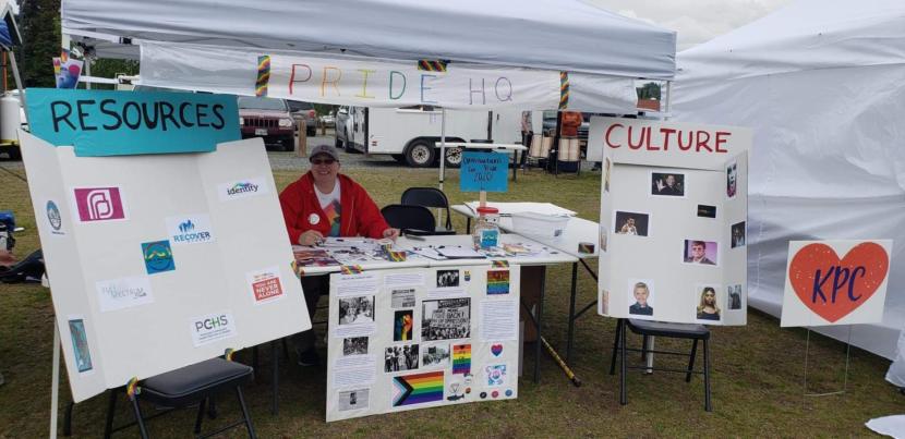Tammie Willis staffing a Pride table during Pride in the Park in 2019 in Soldotna, Alaska. (Photo courtesy Tammie Willis)