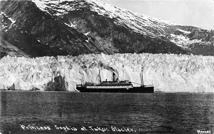 Princess Sophia at Taku Glacier sometime before October 1918. (P289-137 Alaska State Library - Sadlier/Olsen Family Collection)