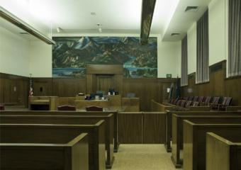 A courtroom in the Anchorage Federal Building.