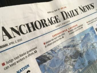 A photo of the front page of the Anchorage Daily News on April 2, 2020.
