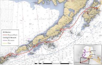 GCI’s proposed project would bring undersea fiber optic cable from Kodiak to Unalaska, spanning approximately 860 miles. (Photo courtesy of GCI)