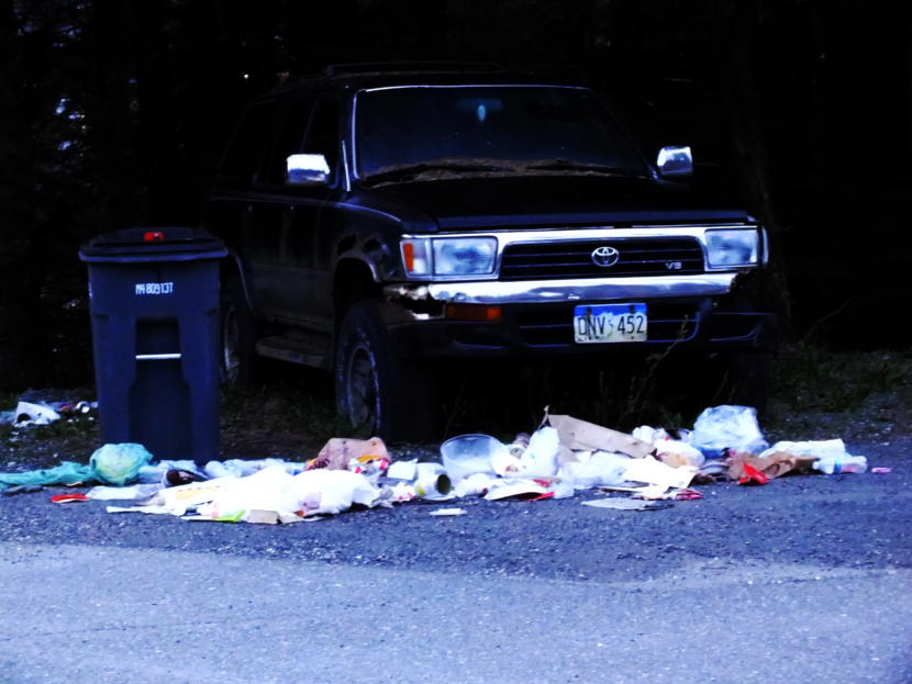 Garbage mess on North Douglas Highway