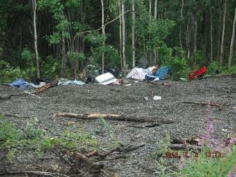 Trash dumped near a recreational access road in the Kenai National Wildlife Refuge