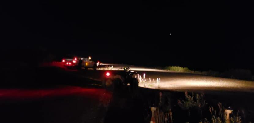 Vehicles light Igiugig's runway on Friday, August, 28, 2020. (Photo courtesy Ida Nelson)