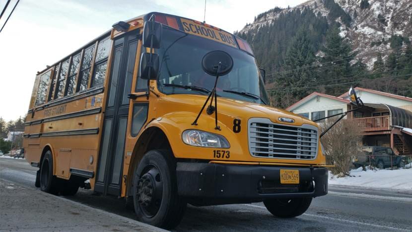 school bus idles at JDHS