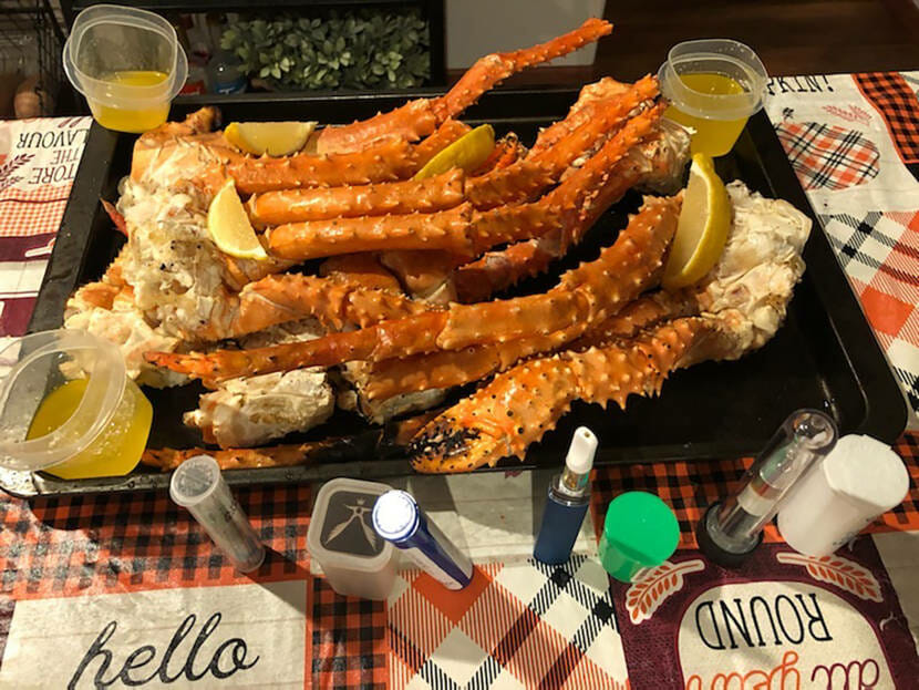 Amy Jackman, her friends and coworkers are gathering for a night of “Crabs and Cannabis” on Thanksgiving, Thursday ,Nov. 26, 2020, in Kenai, Alaska. (Photo courtesy Amy Jackman)