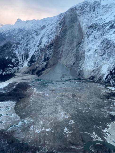 Taku River mountain rockslide