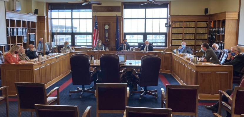 The Alaska House Finance Committee discusses a bill that would extend Gov. Mike Dunleavy's disaster declaration, in the Alaska State Capitol in Juneau, Alaska, on March 22, 2021. (Photo by Andrew Kitchenman/KTOO and Alaska Public Media)