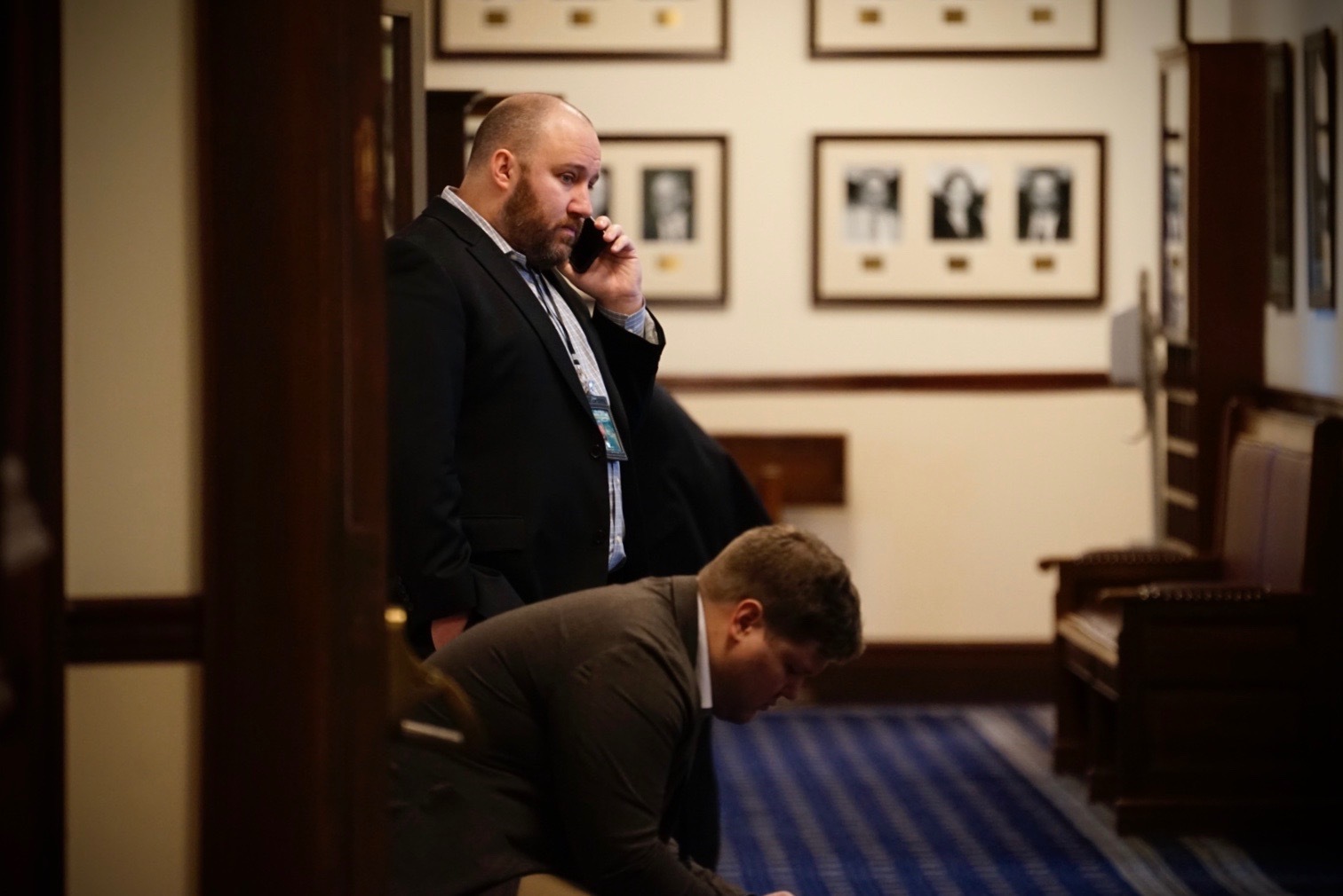 Jeff Landfield, founder of the Alaska Landmine at work at the Capitol in 2020. (Photo courtesy Brian Hild)