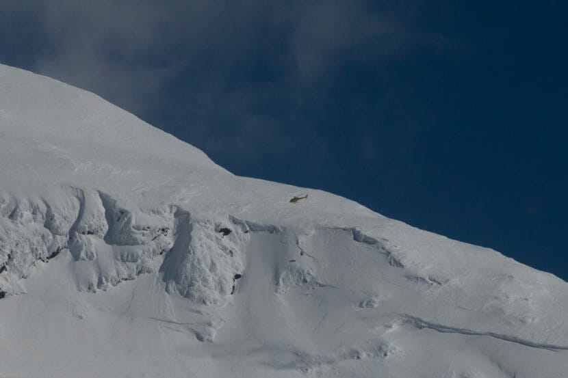 Avalanche control above Thane Road on March 18, 2021 in Juneau, Alaska. (Photo by Rashah McChesney/KTOO)