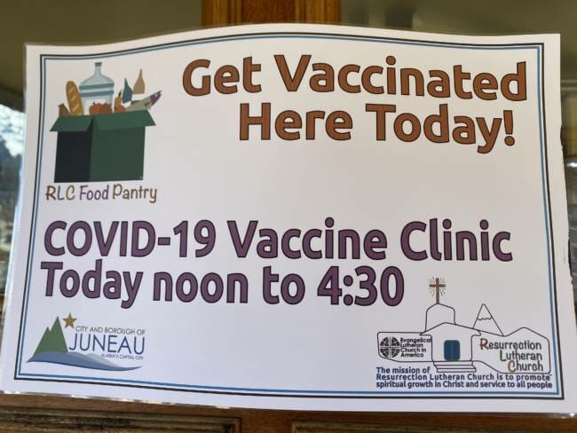 Two churches hosted pop-up COVID-19 vaccine clinics on Monday, April 26. (Photo by Bridget Dowd / KTOO)