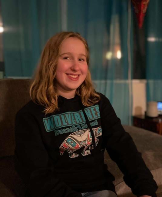 12-year-old Eleanor Carpenter will start eighth grade at Dzantik'i Heeni Middle School this fall.