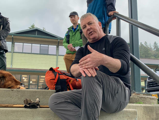 CBJ Emergency Programs Manager, Tom Mattice speaks during a press event on Thursday, June 10 in the parking lot of Dzantik'i Heeni Middle School. 