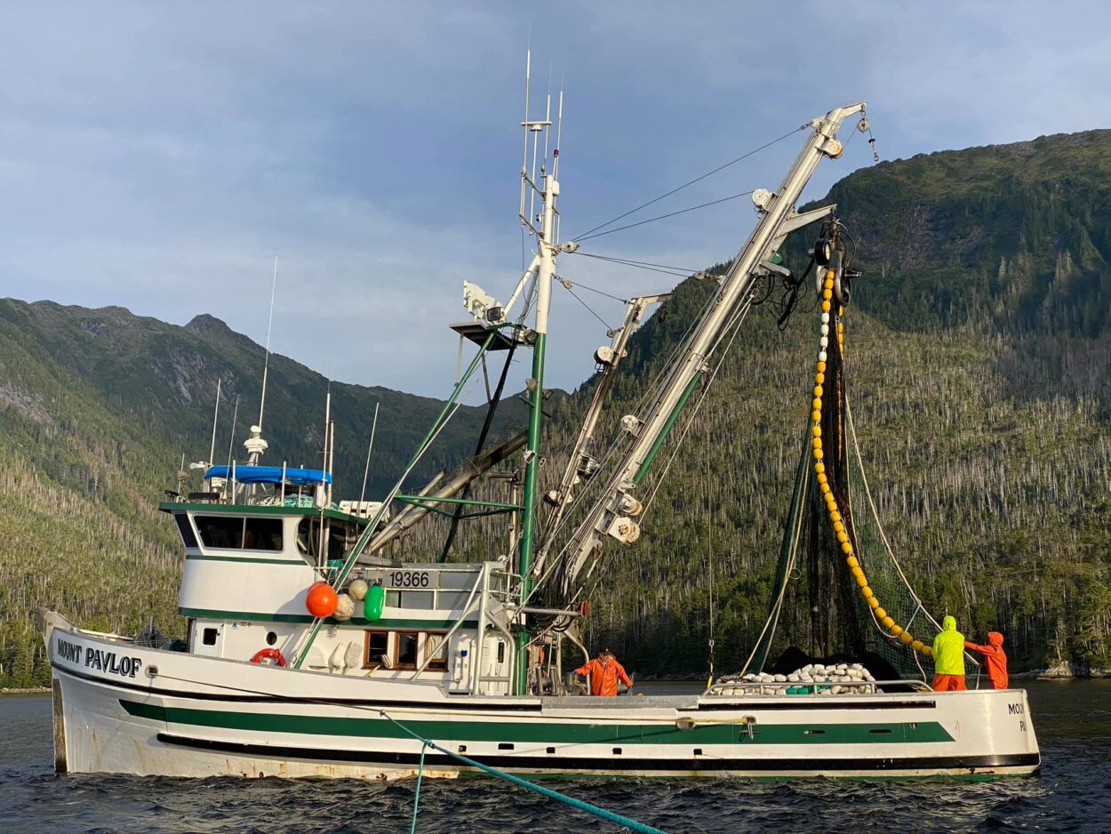 Vintage Working Commercial Wooden Fishing Trawler In Southeast