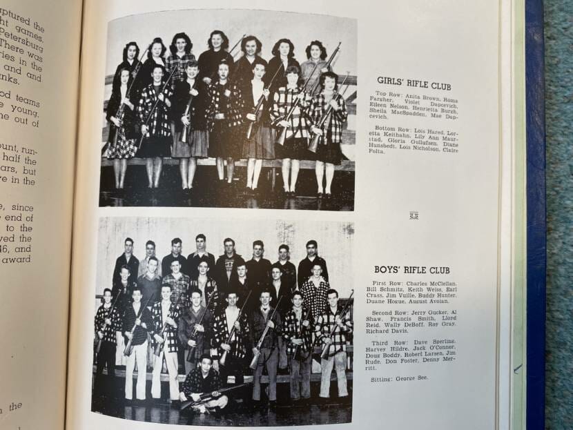 The 1946-'47 high school rifle club as pictured in the yearbook. 