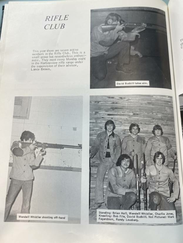 The 1976-'77 high school rifle club as pictured in the yearbook.