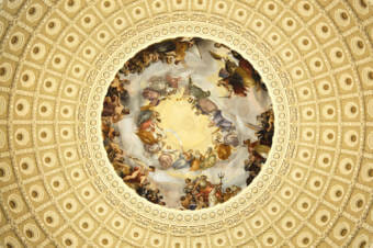 Looking up at the center of the U.S. Capitol dome