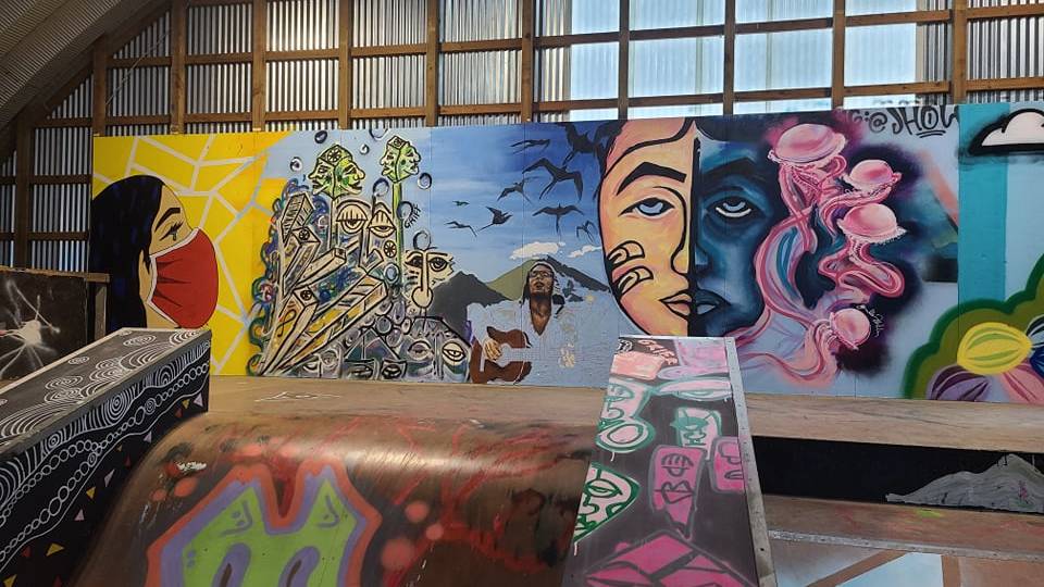 Haines high school art students debut skate park mural project