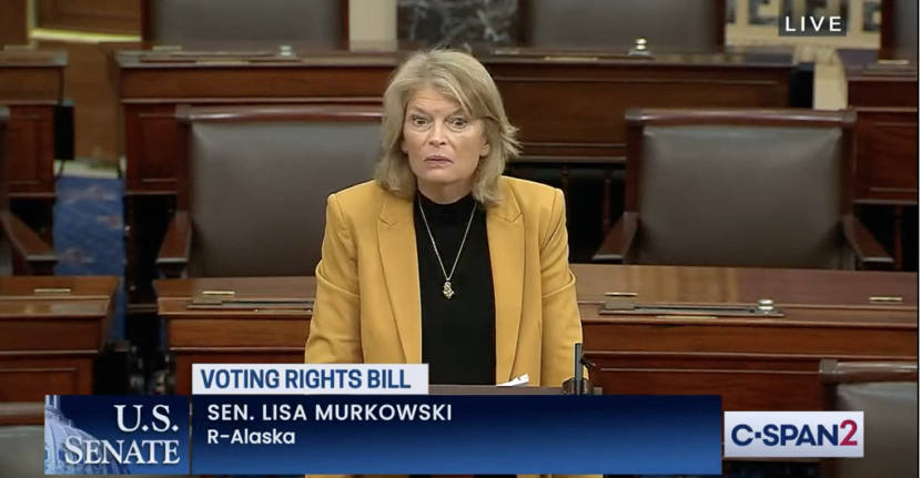 A C-SPAN screenshot of Sen. Murkowski speaking on the Senate floor