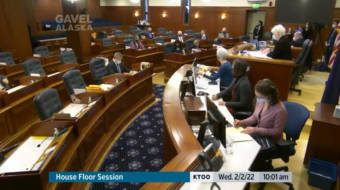 The Alaska House of Representatives is largely empty during a technical session, due to many of its members being exposed to someone who tested positive for COVID-19 on Feb. 2, 2022, in the Alaska State Capitol. (Screen capture of Gavel Alaska)