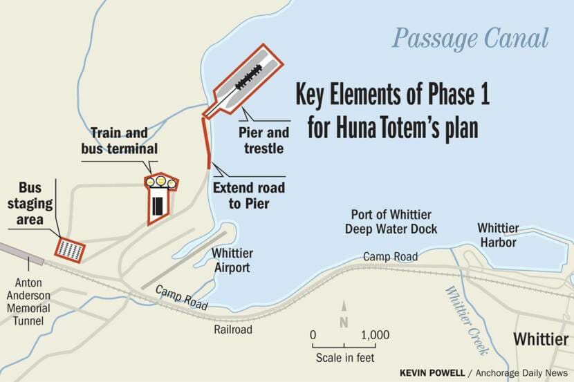 A map showing Passage Canal and the proposed development for the project