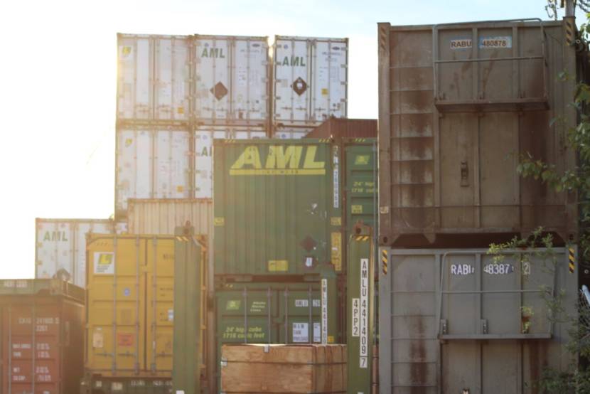 A stack of shipping containers