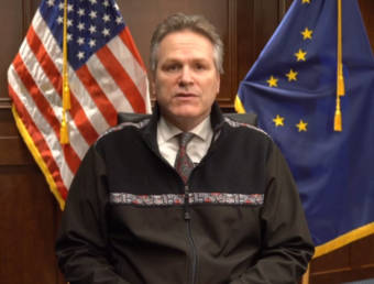 Alaska Gov. Mike Dunleavy speaks in a video response to President Joe Biden's State of the Union address. On Thursday, Dunleavy announced a series of steps to pressure Russian President Vladimir Putin over the invasion of Ukraine. (Screen capture of Office of the Governor video)