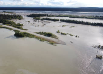 A wide river that has flooded far outside its banks