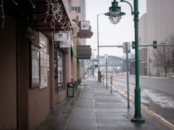 An empty street in downtown Anchorage