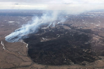 A large tundra fire, seen from the air