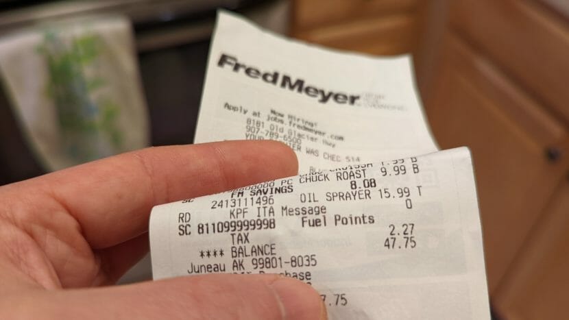 Fred Meyer sales tax receipt illustration
