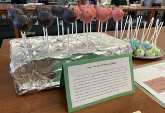 One group of students used cake pops to represent pig heads on stakes from "Lord of the Flies."
