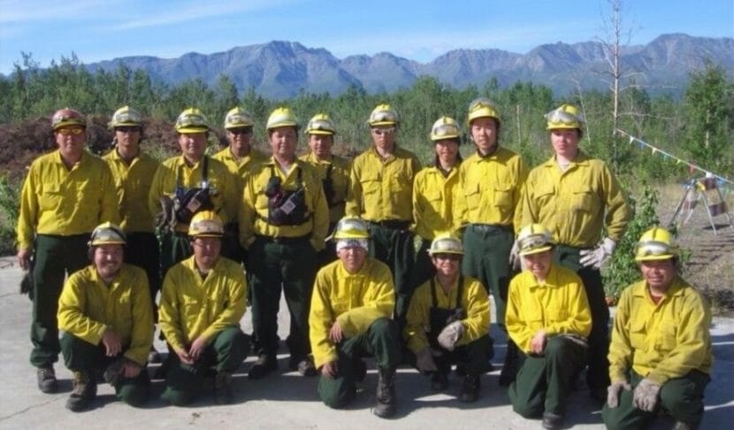 A group photo of wildland firefighters