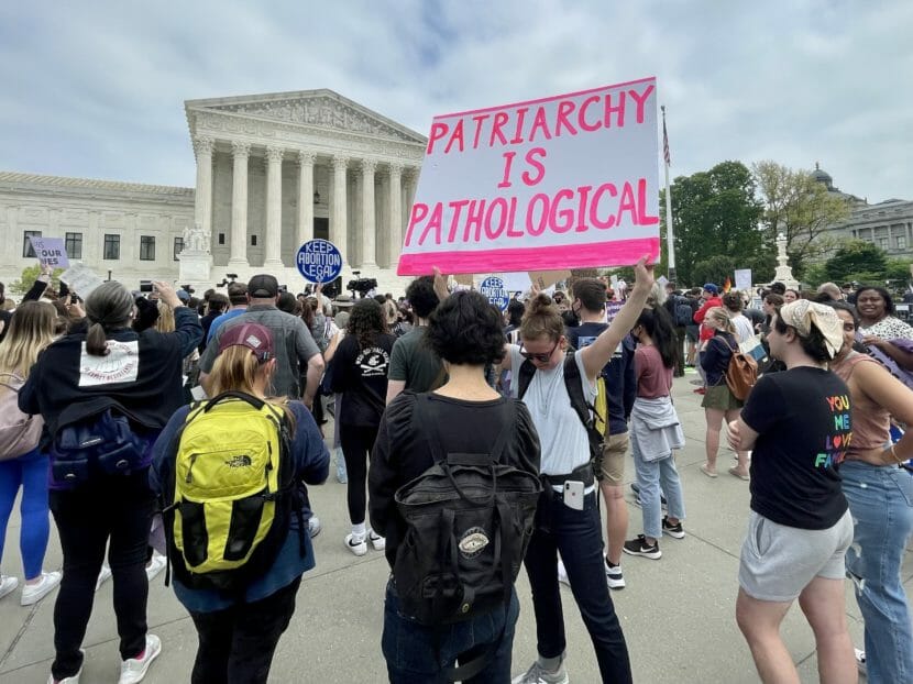 Protestors at the U.S. Supreme Court after the draft decision overturning Roe v. Wade leaked