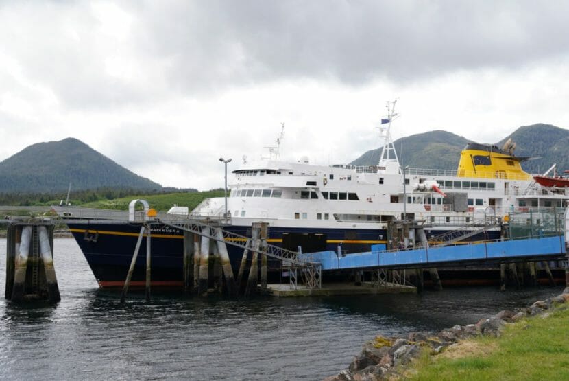 An Alaska ferry at a dock