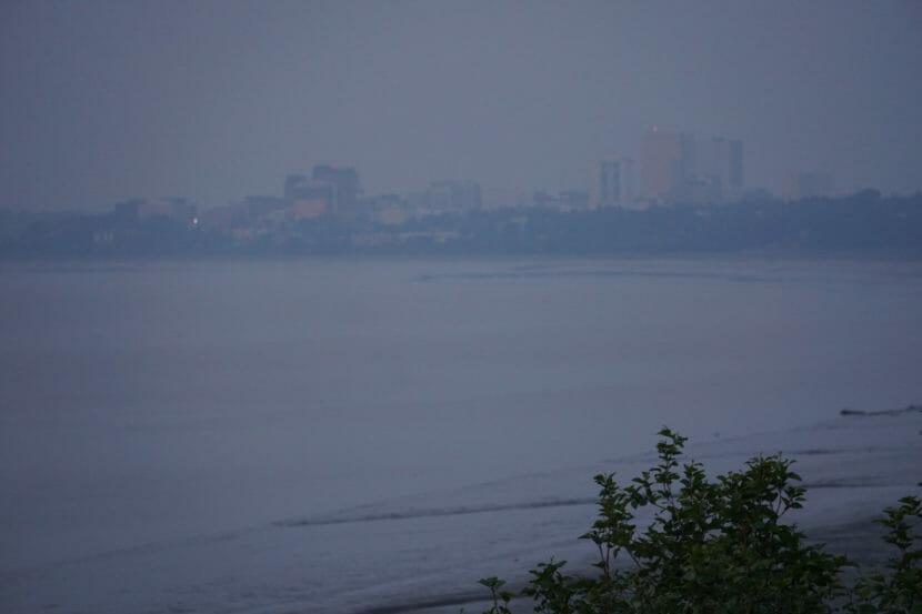 Anchorage obscured by wildfire smoke