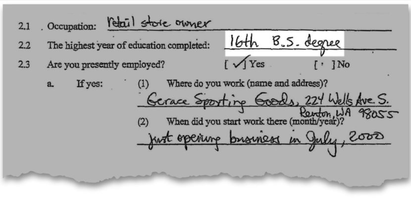 Screenshot of a document with the handwritten words "16th B.S. Degree" highlighted.