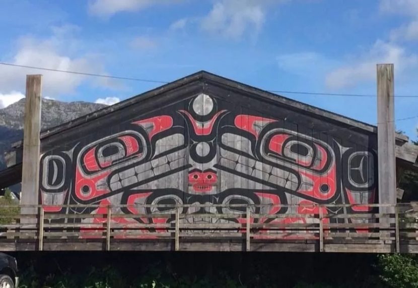 The painted front of a longhouse