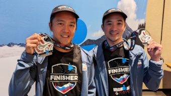 Ironman Alaska finishers Richard Secretaria and Joseph Paray with medals 2022 08 08