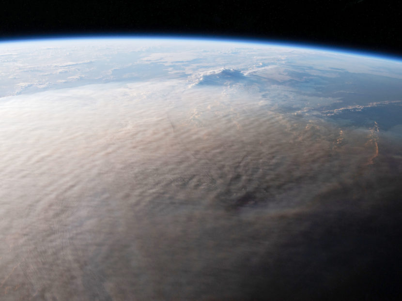 The plume photographed from space covering a huge part of the globe