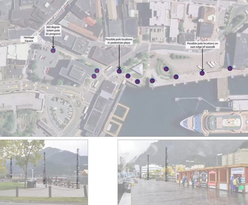 A map showing possible locations for poles in downtown Juneau