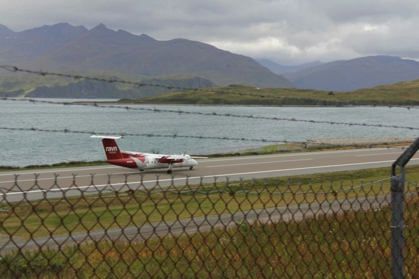 A turboprop on the runway in Unalaska