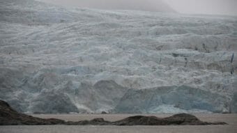 A photo of a tidewater glacier's terminus