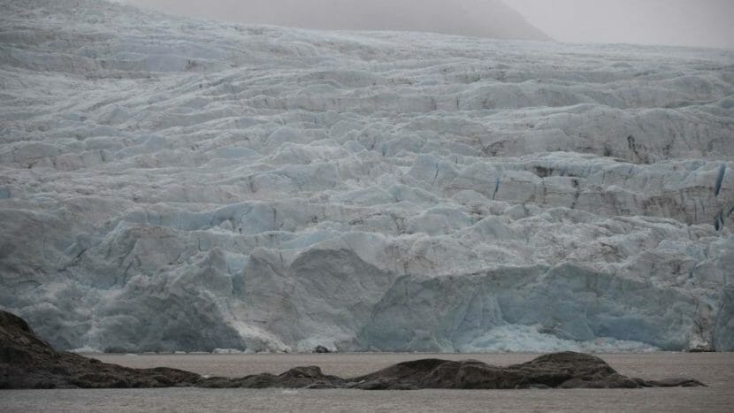 A photo of a tidewater glacier's terminus