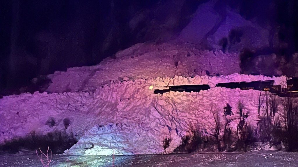 Alaska Railroad freight train derails after running into avalanche debris near Girwood
