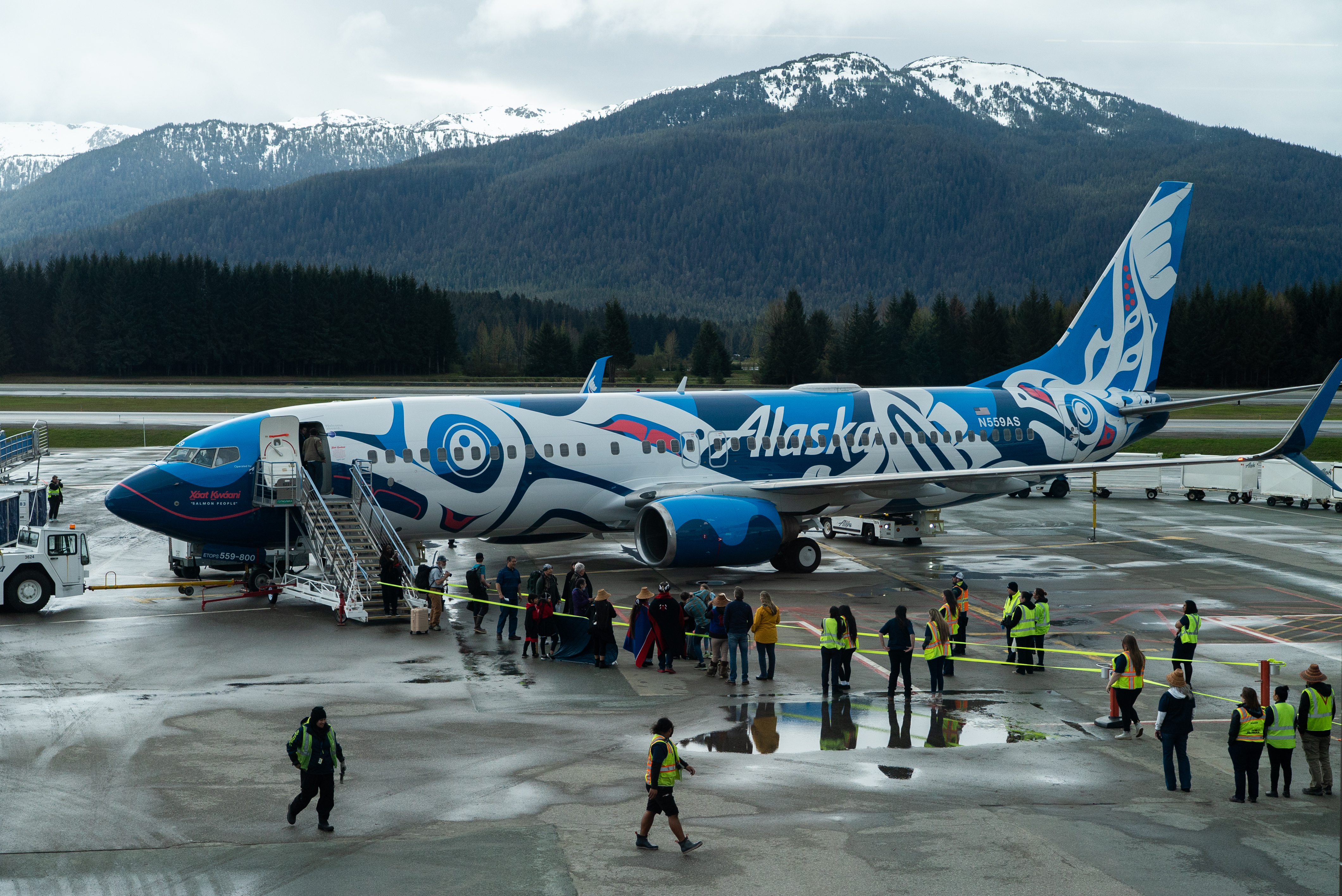 Juneau celebrates first arrival of Crystal Worl-designed jet