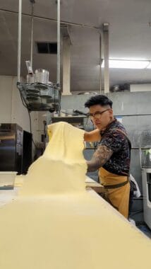 Rachel Carrillo Barril making fresh pasta at In Bocca Al Lupo (Photo from Rachel Carrillo Barril)