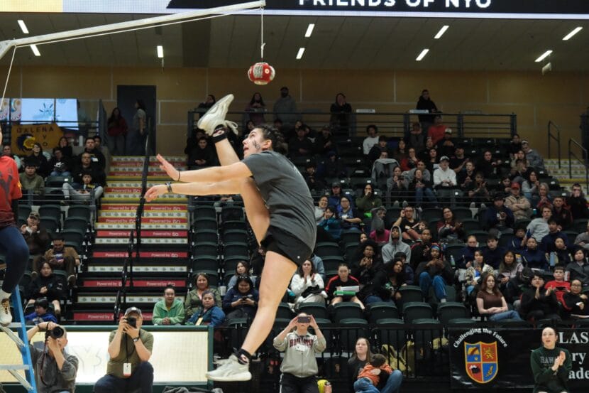 One-foot-high kick first place winner Daisy Vanblarcom beats her personal record at 87 inches