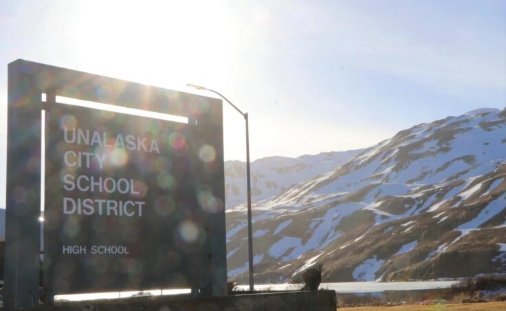 an Unalaska City School District sign